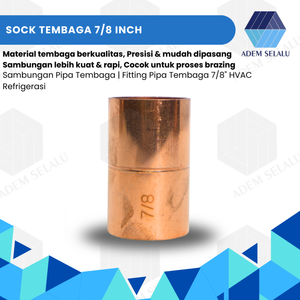 Sock Tembaga 7/8 Inch | Sambungan Pipa Tembaga | Fitting Pipa Tembaga 7/8" HVAC Refrigerasi