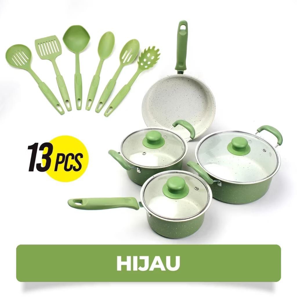 Panci Set Wajan Penggorengan Spatula Set Isi 13Pcs 1 Set Frypan Saucepan