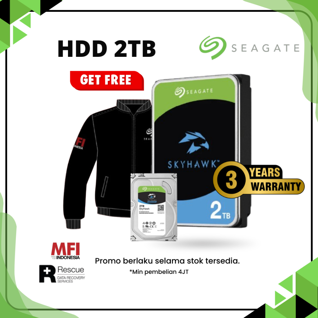 Seagate 2TB Skyhawk Harddisk HDD Surveillance For CCTV Garansi MFI