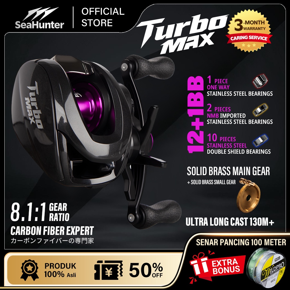 [OFFICIAL]SeaHunter Turbo Max Reel Pancing Baitcasting 8.1:1 High Gear ratio,12+1 BB Bearing Stainle