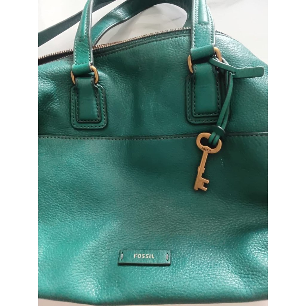 Tas Fossil Wanita Hijau Preloved Original Leather Bag