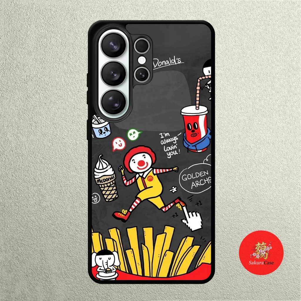 Case Samsung S26 S25 S24 S23 S22 S21 S20 S10 S9 Ultra Plus Fe Edge Rubber Softcase McDonald doodle