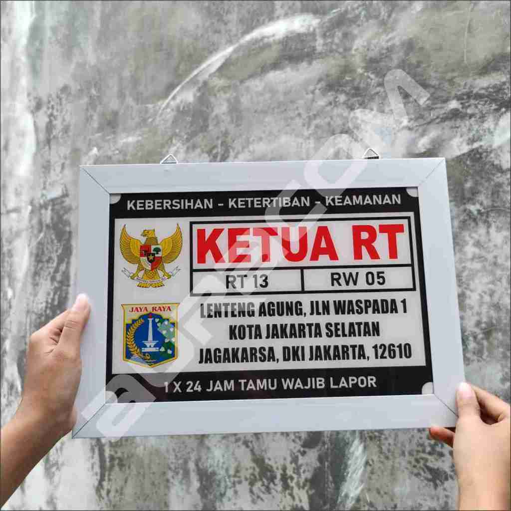 Plang Ketua RT/RW, Plang Kepala Dusun, Papan Ketua RT/RW, Plang Custom Ukuran 40 x 60 cm ( A70 )