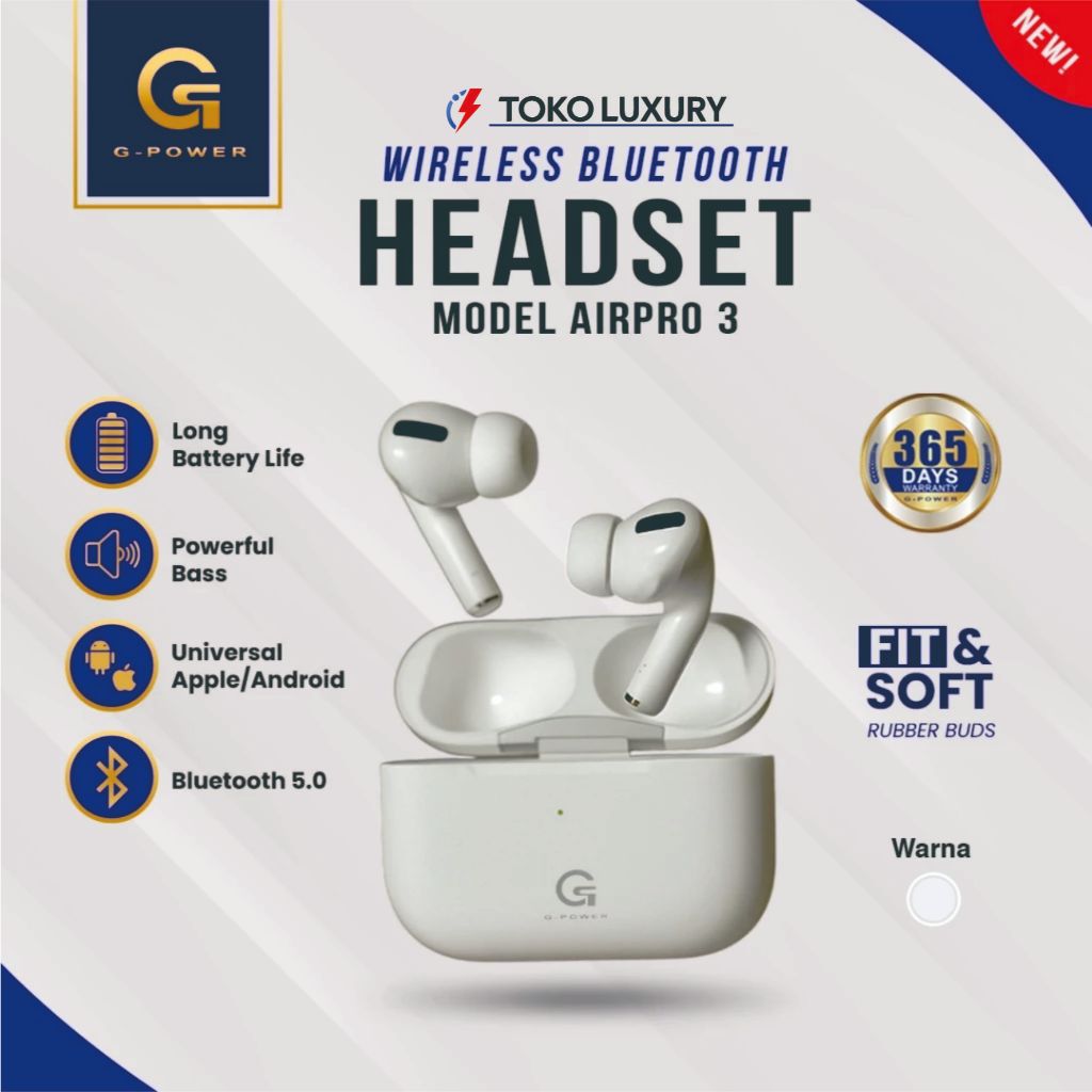 Headset Bluetooth G-Power AirPro 3 TWS Wireless Earbuds Bluetooth 5.0 Bass