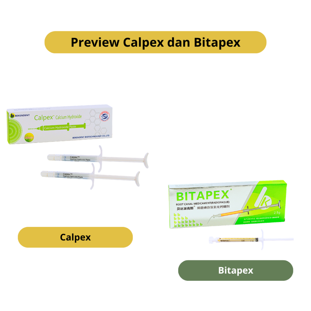 Pasta Kalsium Hidroksida CALPEX & BITAPEX IODOFORM Medikamen Saluran Akar Dental Gigi 1 Syringe