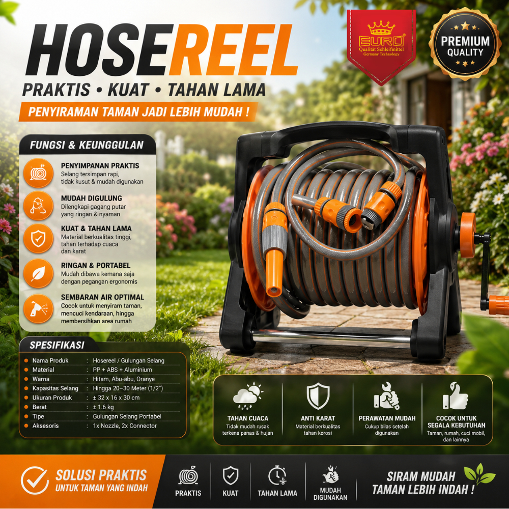 Hosereel selang air 20meter