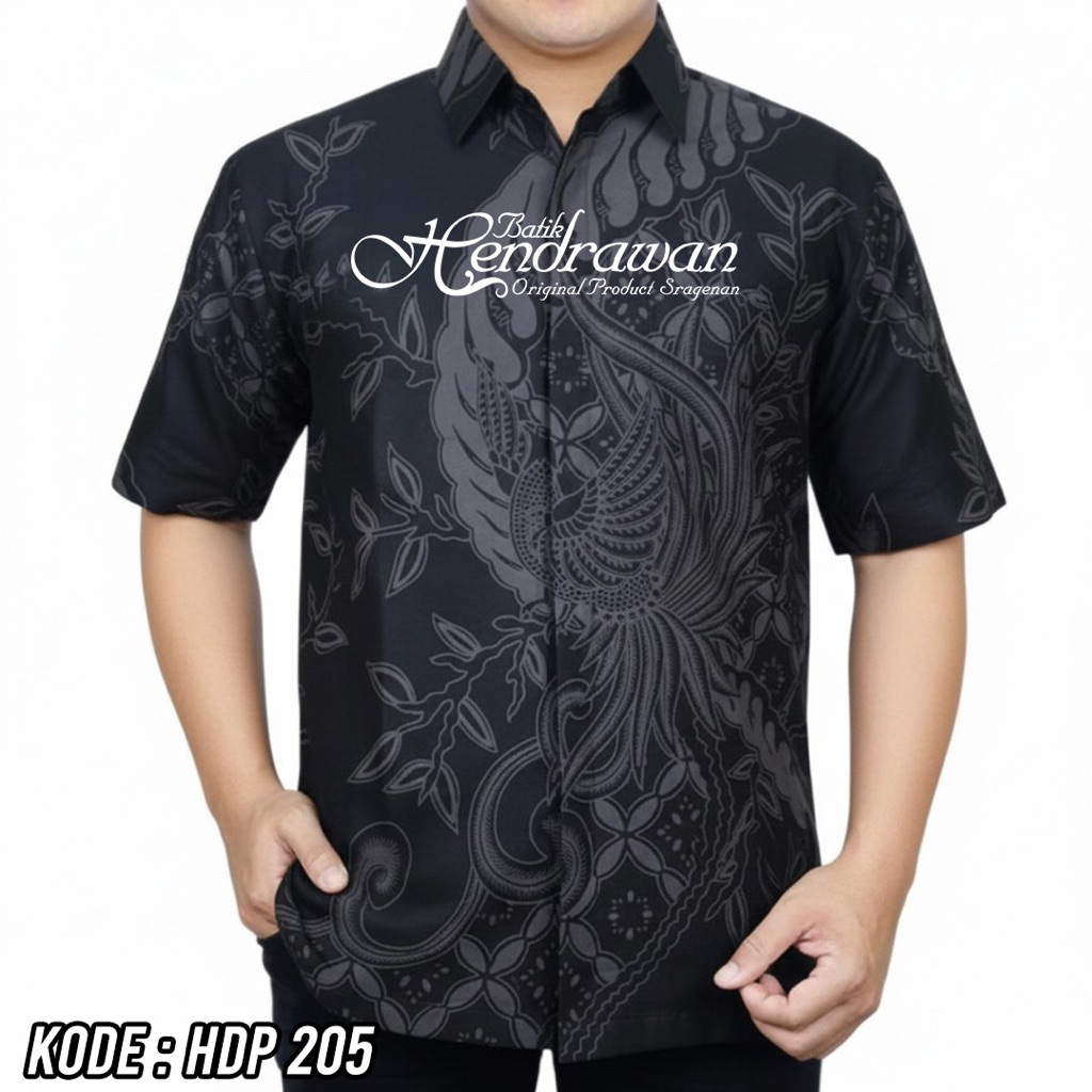 Batik Hendrawan Kemeja Batik Pria Solo Modern Lengan Pendek Lapis Furing Bahan Katun Premium HDP 205