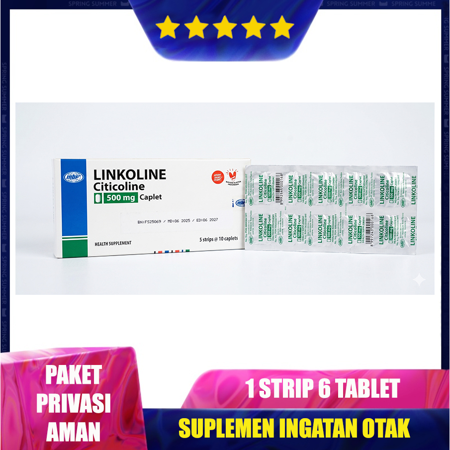 Linkoline Citicoline 500 mg Suplemen Obat Otak Vitamin Ingatan Memory Bantu Atasi Lupa Pikun