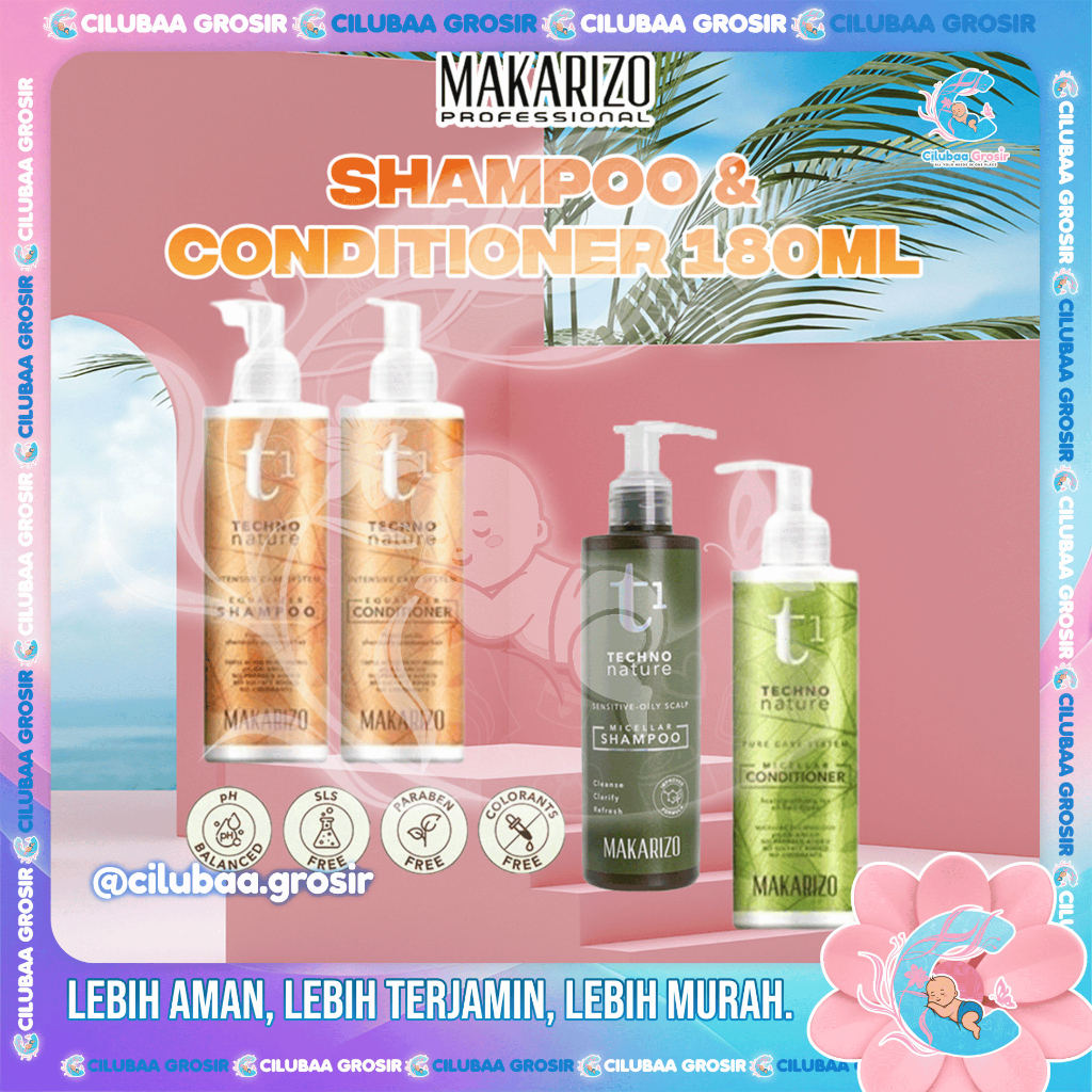 MAKARIZO T1 Techno Nature Shampoo & Conditioner 180 mL || Micellar || Equailzer || Shampo Conditione