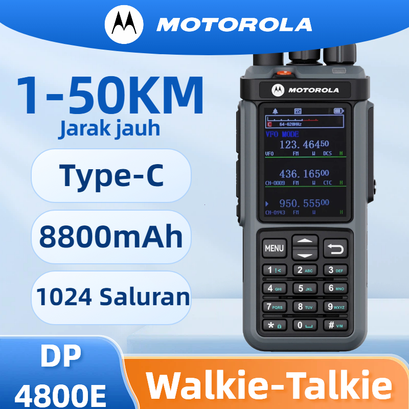 HT Motorola DP4800E Walkie Talkie Jarak Jauh 50KM Tri Band Radio Dua Arah Daya Tinggi 20W Salin Frek