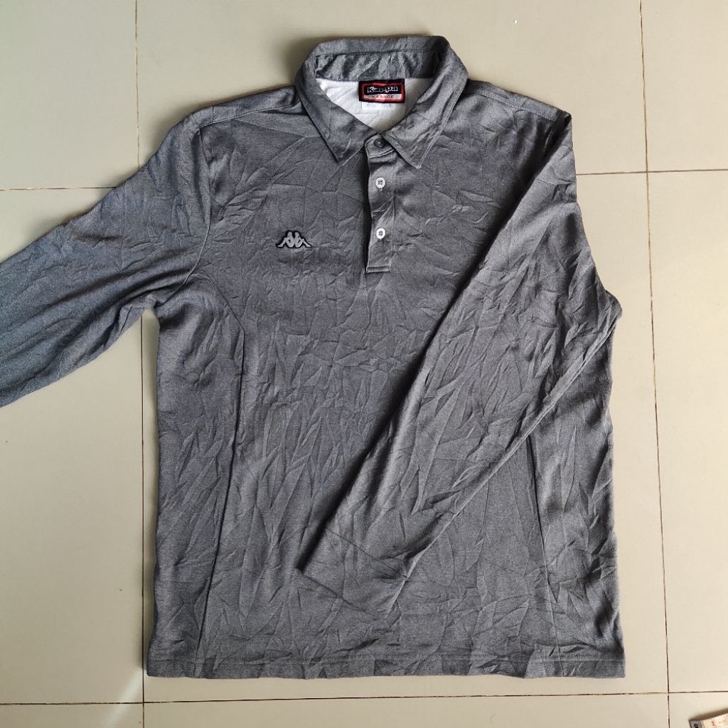 kaos polo lengan panjang Kappa grey size XL