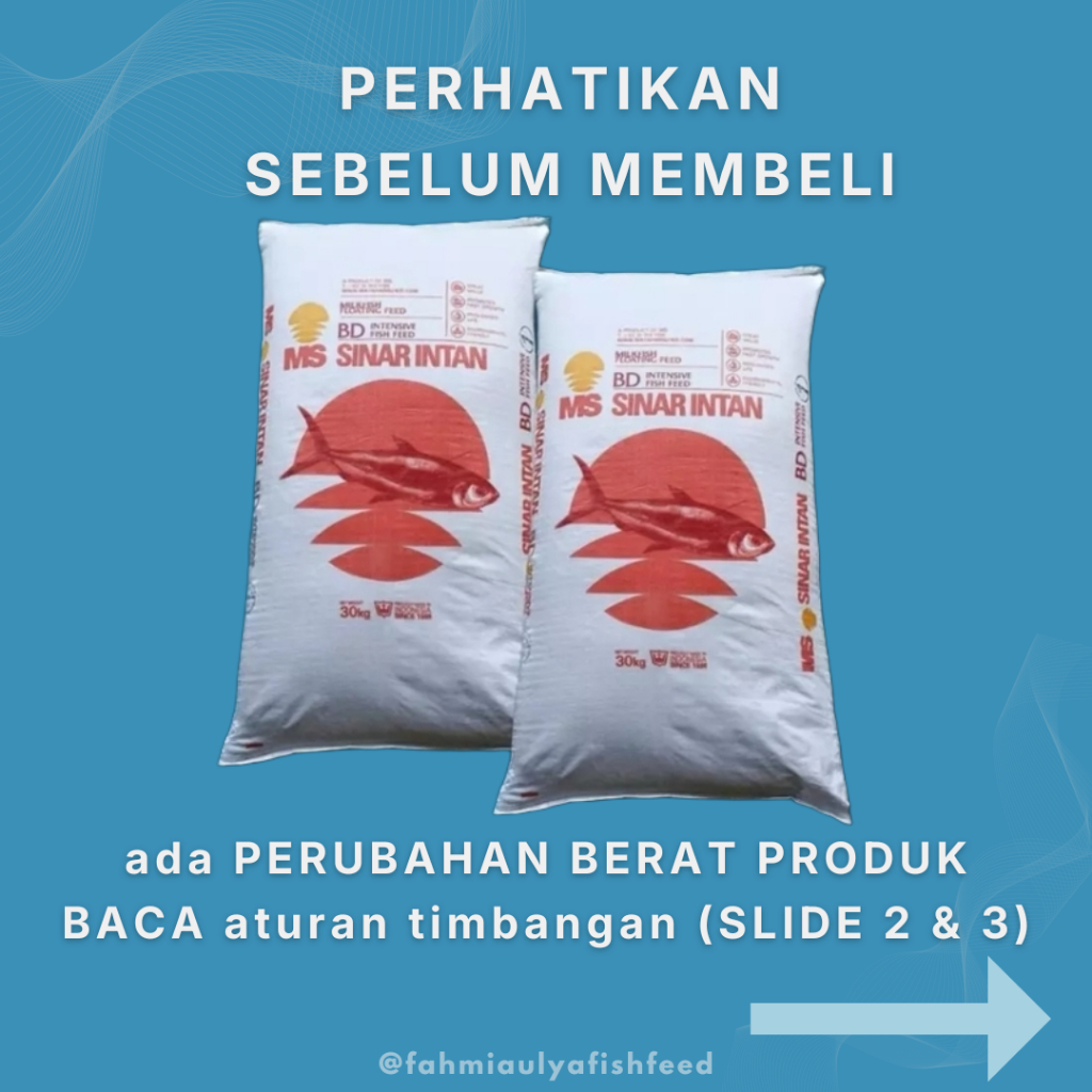 PAKAN IKAN BANDENG SINAR INTAN BD Kemasan 250 gr - 1 kg | Pakan ikan air tawar Sinar Intan BD