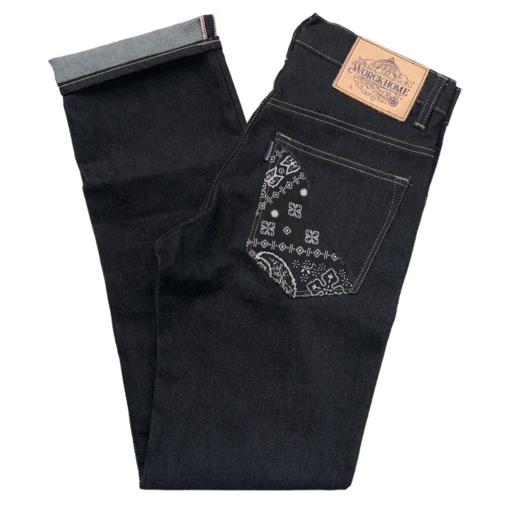 Worckhome Denim Black Celana Denim Stretch 12oz Black Samagaha Deep Indigo dengan Aksen Selvedge Bla