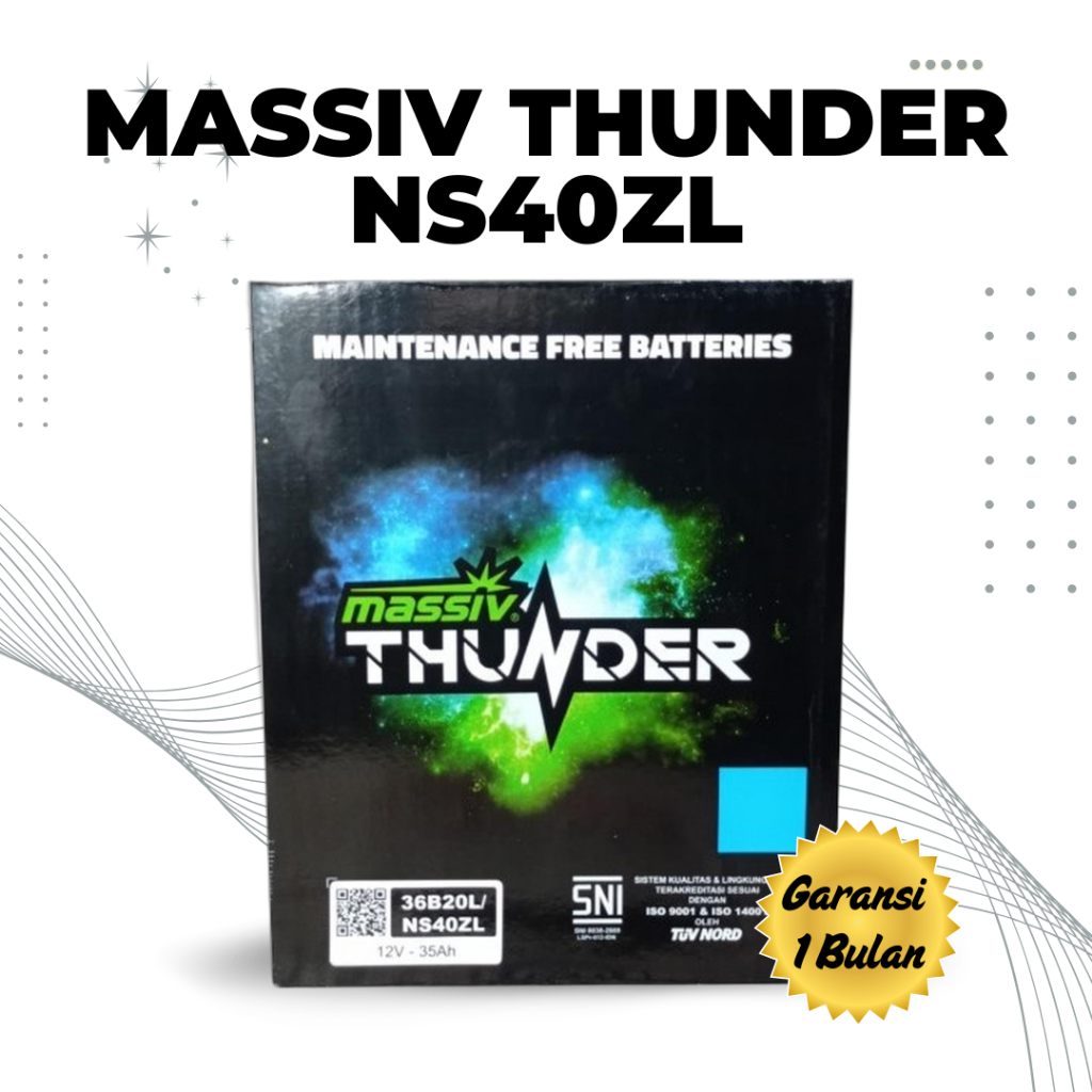 Aki Toyota Agya, Calya, Sigra MASSIV THUNDER NS40ZL (38B20L) Aki Kering