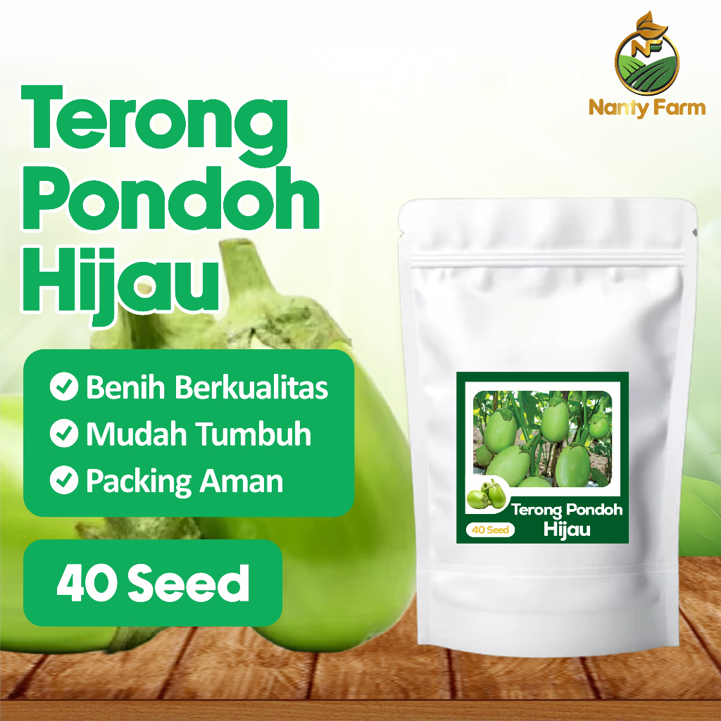 40 Biji Benih Terong Pondoh Hijau Biji Terong Pondoh Hijau - Benih Sayur Berkualitas