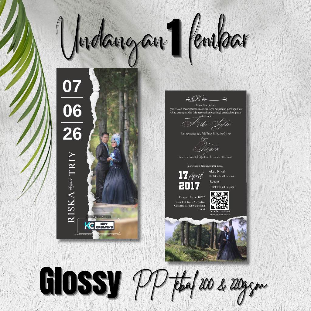 Undangan pernikahan aesthetic simple elegant colour hitam putih bw