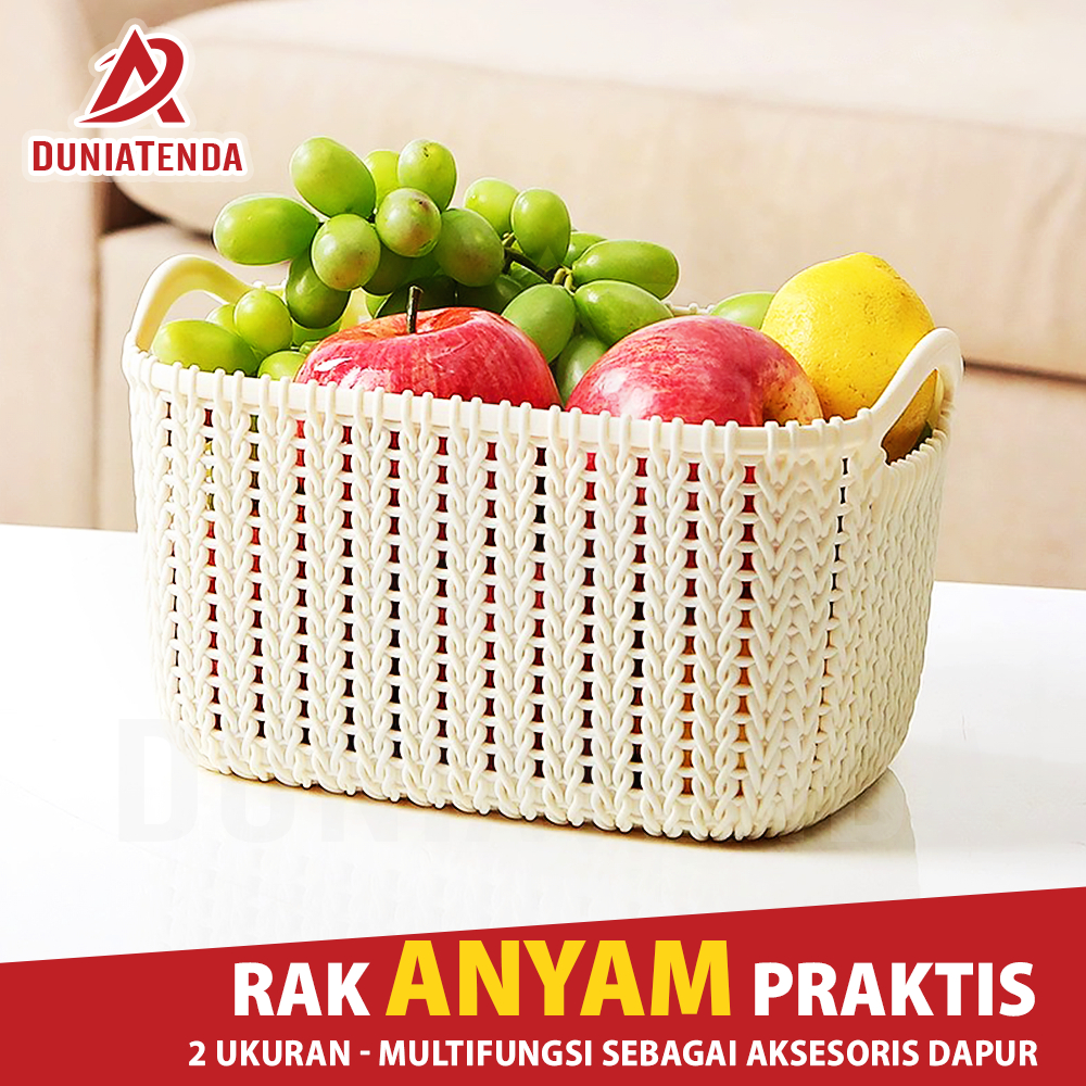 DT Keranjang Plastik Organizer Anyam Wadah Bumbu Buah Sayur Kosmetik Serbaguna