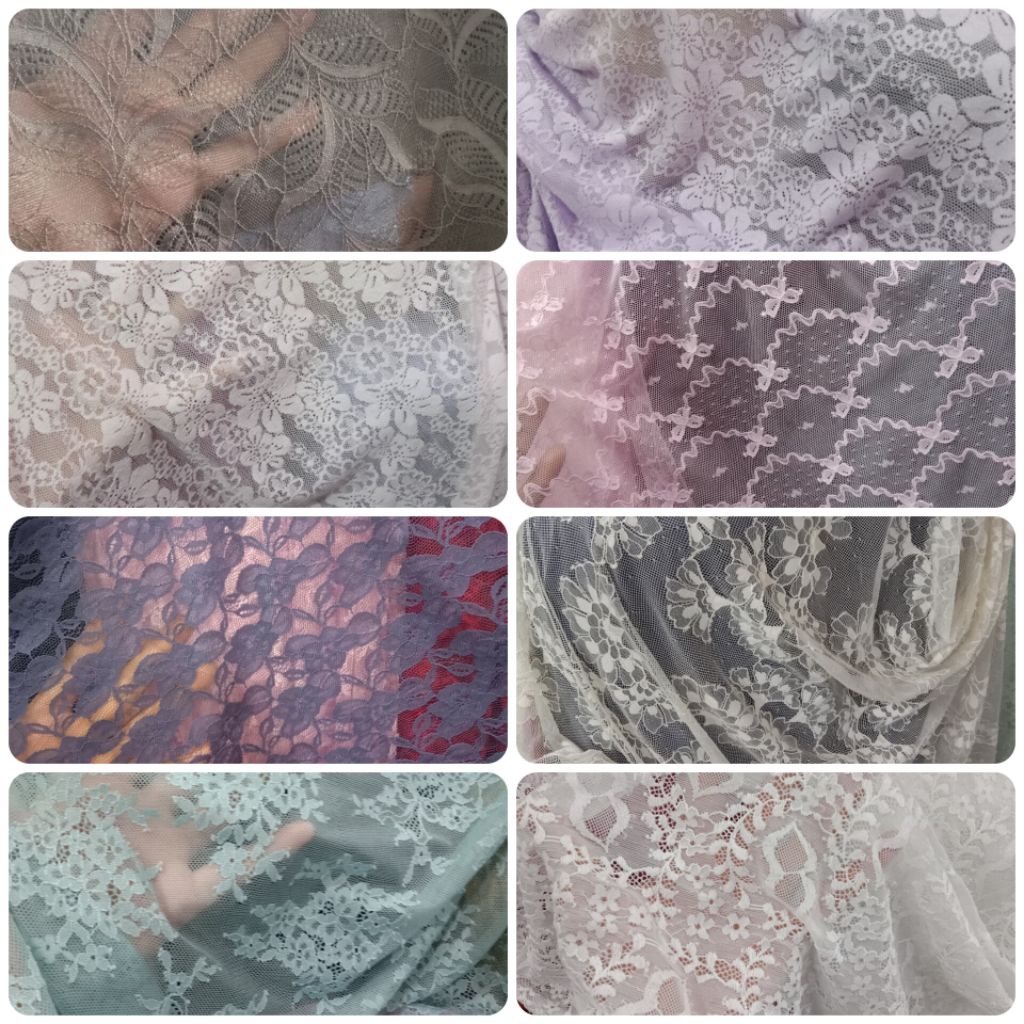 Kain Brokat Chantily / Harga / 0.5m / Kain Brokat Chantily Meteran / Bahan Brokat Chantily / Bahan B