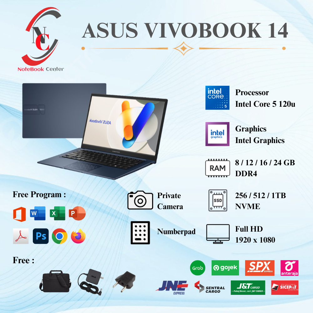 Laptop Baru Asus Vivobook Intel Core 5 Gen 14 dan Intel Core 7 Gen 14 Touchscreen RAM 24GB SSD 1TB
