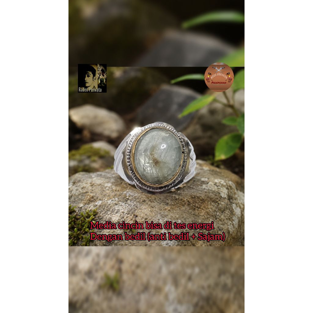 Batu Cincin Permata Safir Putih Srilangka (aktif)
