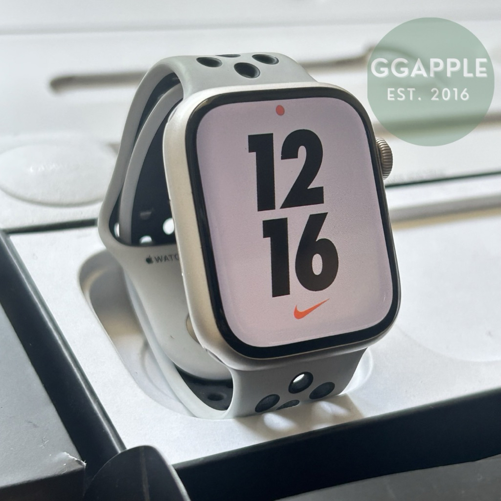 iBox Apple Watch Series 7 45mm Nike+ Starlight Pure Platinum Fullset Original iwatch