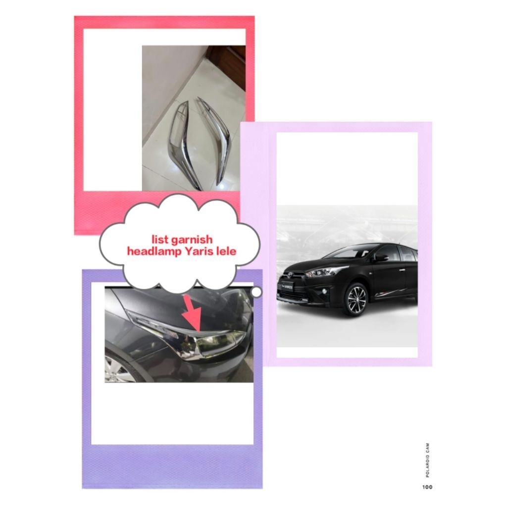 list garnish headlamp atau lampu depan Yaris lele 2013-2018 pelindung mika lampu dari benturan supay