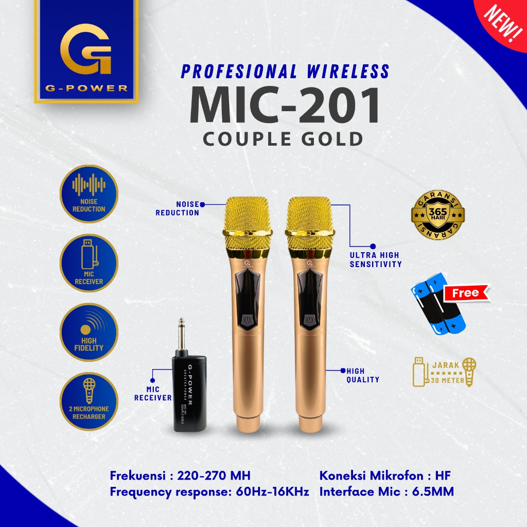 MIC WIRELESS G-POWER MIC 201 COUPLE GOLD