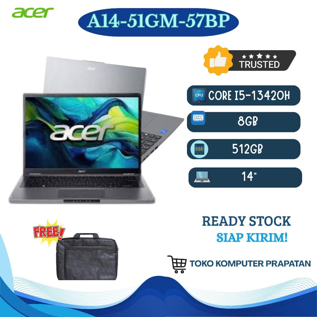 Acer Aspire 14 A14-51GM-57BP Intel Core i5-13420H Laptop 14 Inch FHD – RAM 8GB SSD 512GB – NVIDIA Ge