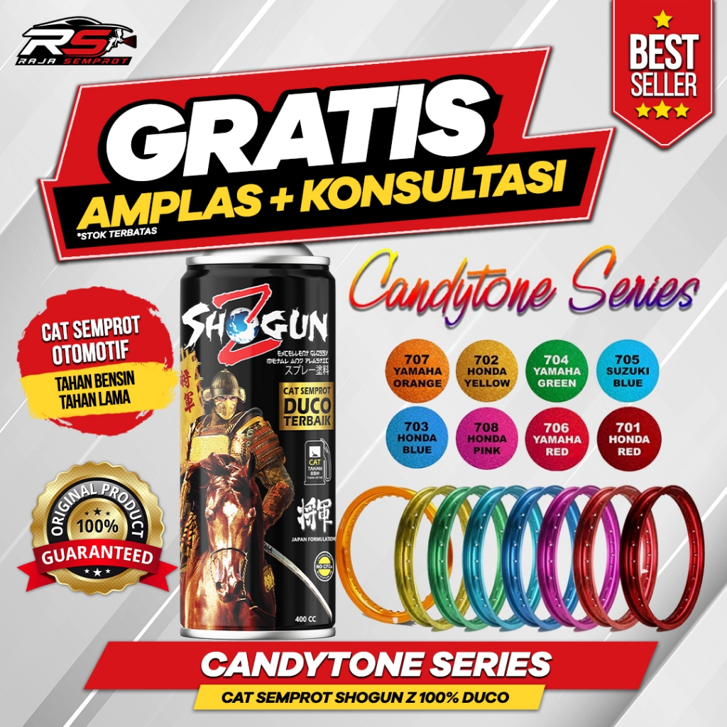 Cat Semprot Pilox Shogun Z 100% Duco All Varian Warna Candytone Series 400cc Tahan Bensin, Cepat Ker