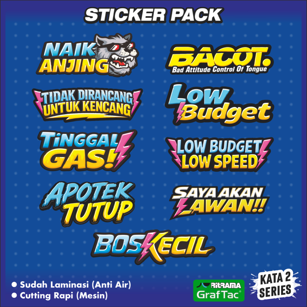 VIRAL [TERLARIS] BISA COD | STICKER VINYL BRAND KATA - KATA LUCU SERIES 2 | ANTI AIR UNTUK LAPTOP CA