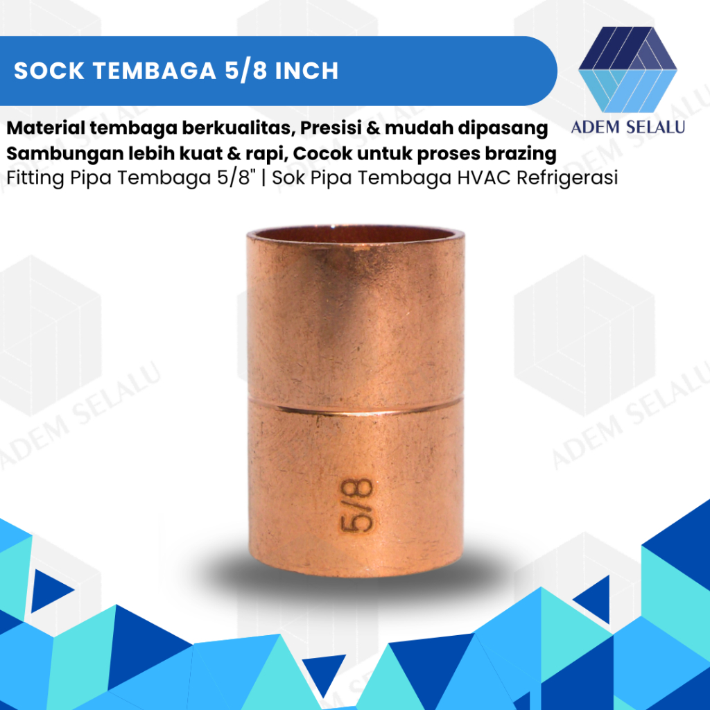 Sock Tembaga 5/8 Inch | Fitting Pipa Tembaga 5/8" | Sok Pipa Tembaga HVAC Refrigerasi