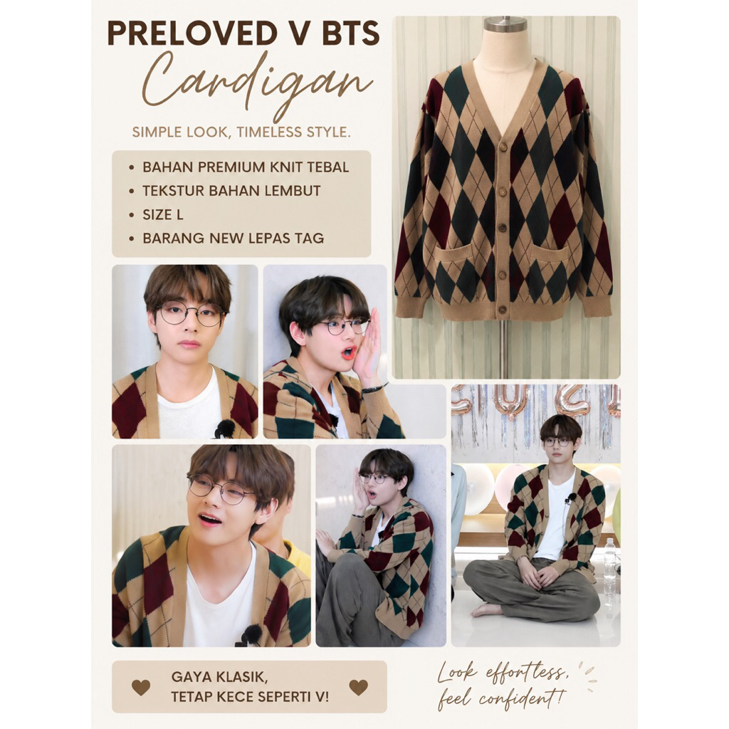 NEW (LEPAS TAG) CARDIGAN V BTS MURAH