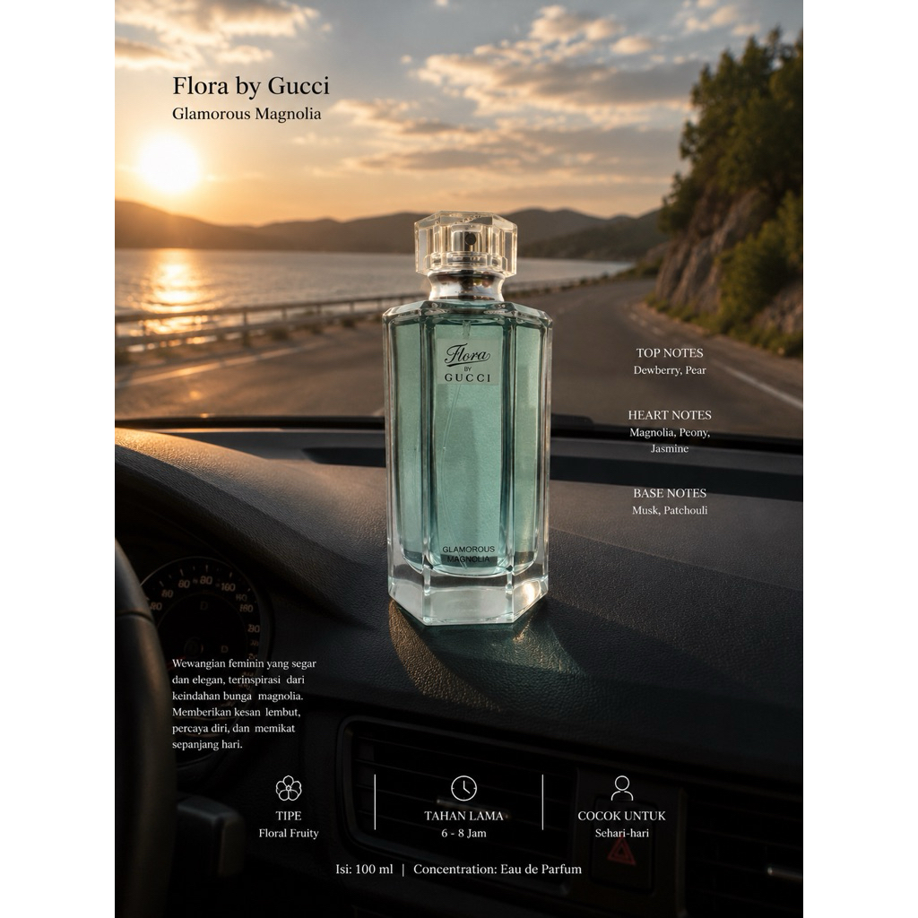 Parfum wanita gucong flora glamorous magnolia tanpa pita 100ml edt tanpa box