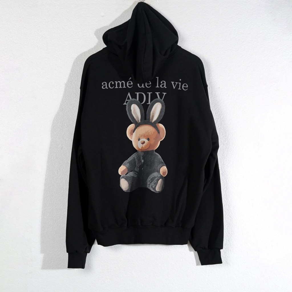 Hoodie ADV FUZZY BEAR BUNNY BLACK BLACK HOODIE 100% ORIGINAL