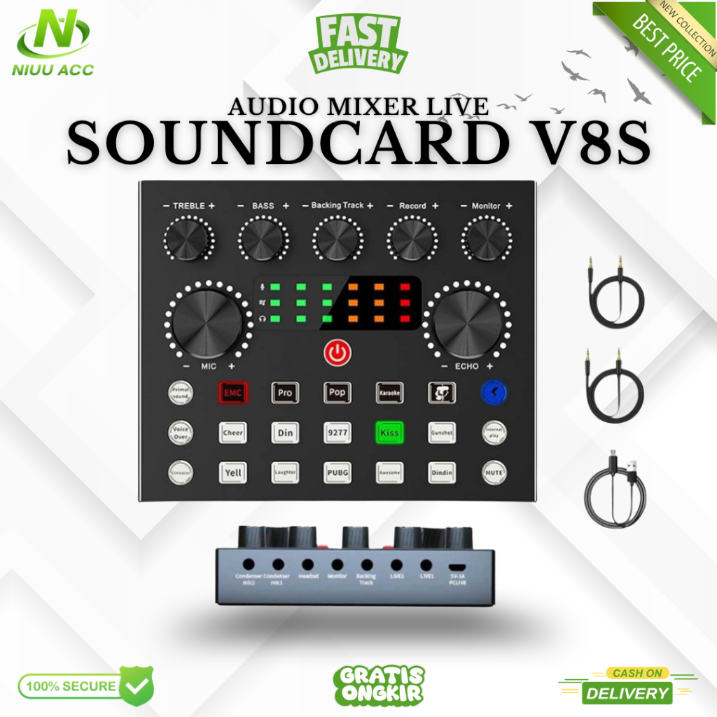 SOUNDCARD V8S MIXER AUDIO LIVE USB EXTERNAL MIXER