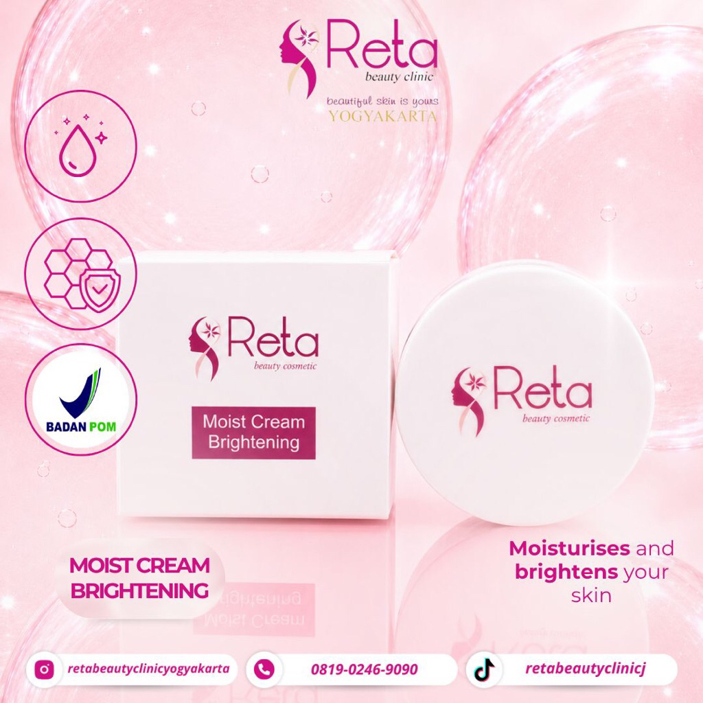 Moist Cream Brightening / Reta Beauty Clinic / Pelembap Wajah / Brightening / Pelembap / Wajah / Ser