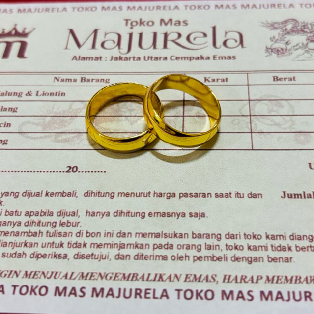 Perhiasan Cincin Couple emas Free nota.Cincin Tunangan Cincin polos Cincin 3 g awet tahan lama      