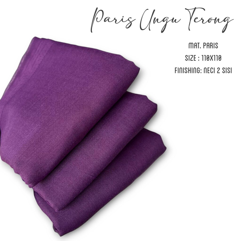 Hijab Segiempat Paris Ungu Terong 110x110 | Jilbab Ungu Terong | Kerudung Ungu Tua | Hijab Segiempat