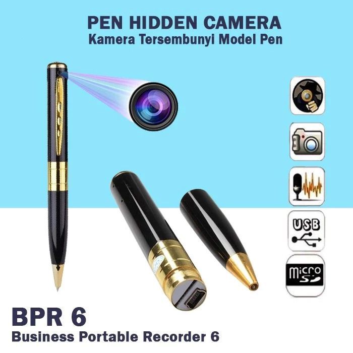 Spy Camera Pen BPR 6 Pulpen Kamera / Spy camera micro SD Card socket HD pen sytle spy camera digital