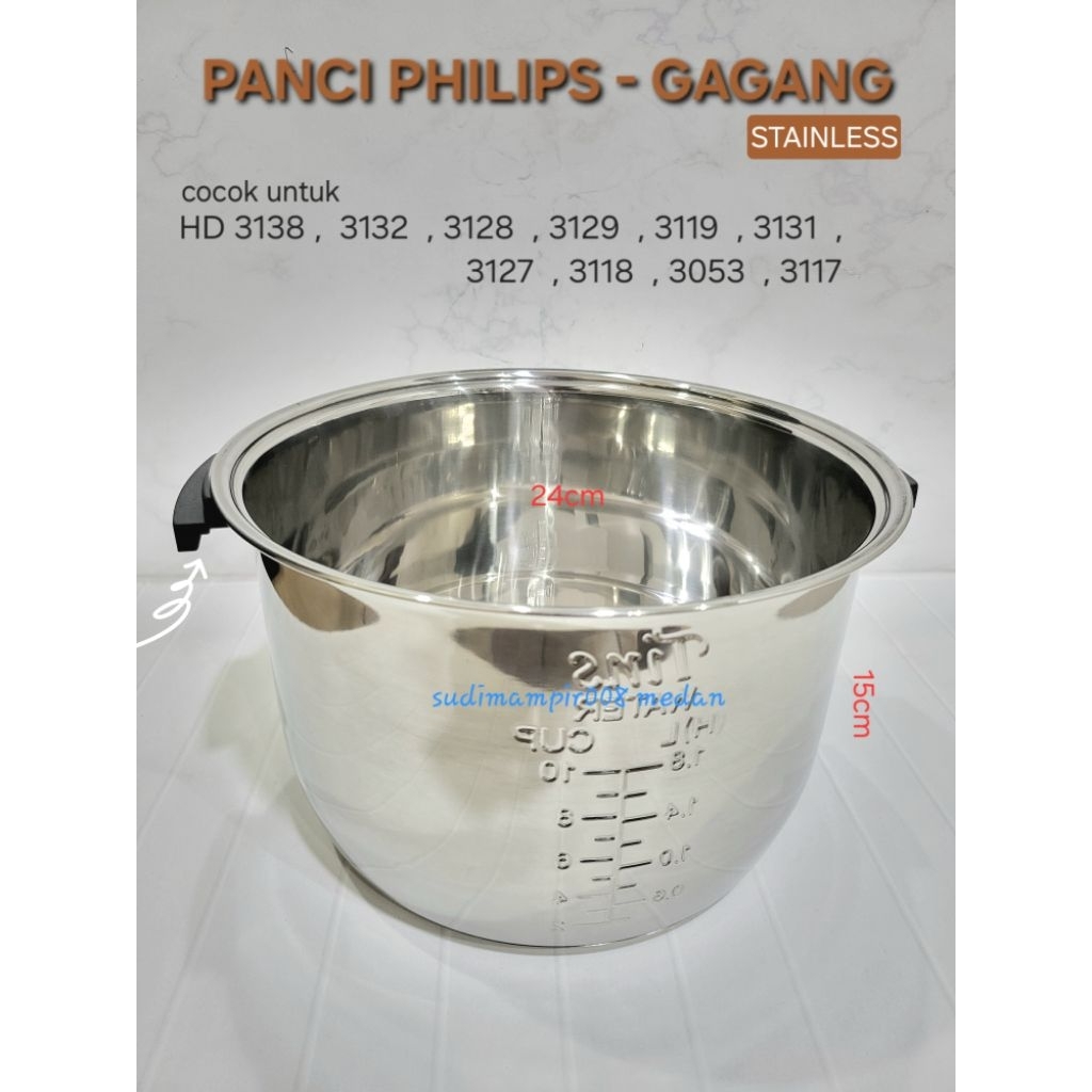 Panci rice cooker PHILIPS kuping gagang stainless TINS - kingelectronicmedan