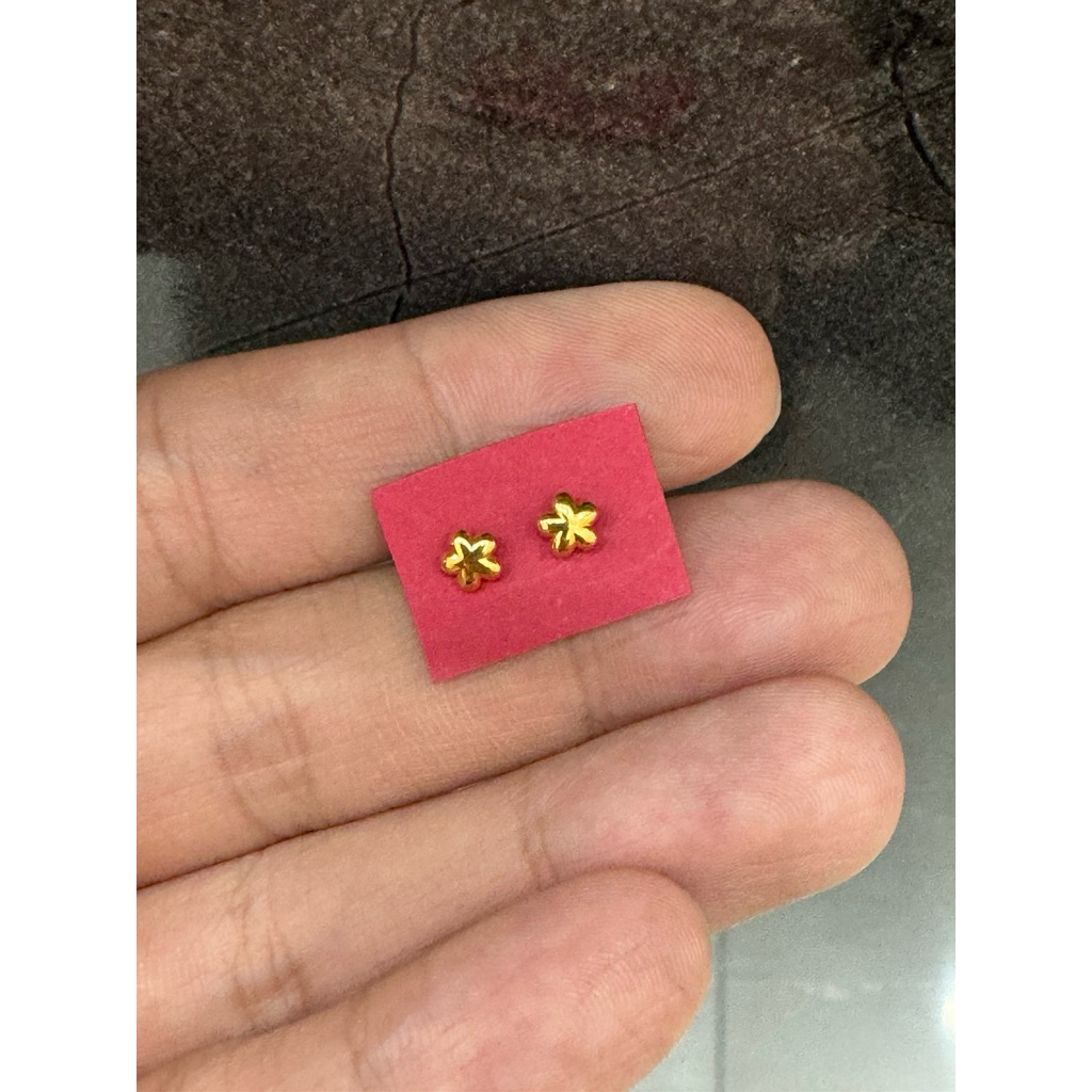 giwang emas asli anting tusuk bulat emas asli kadar 700
