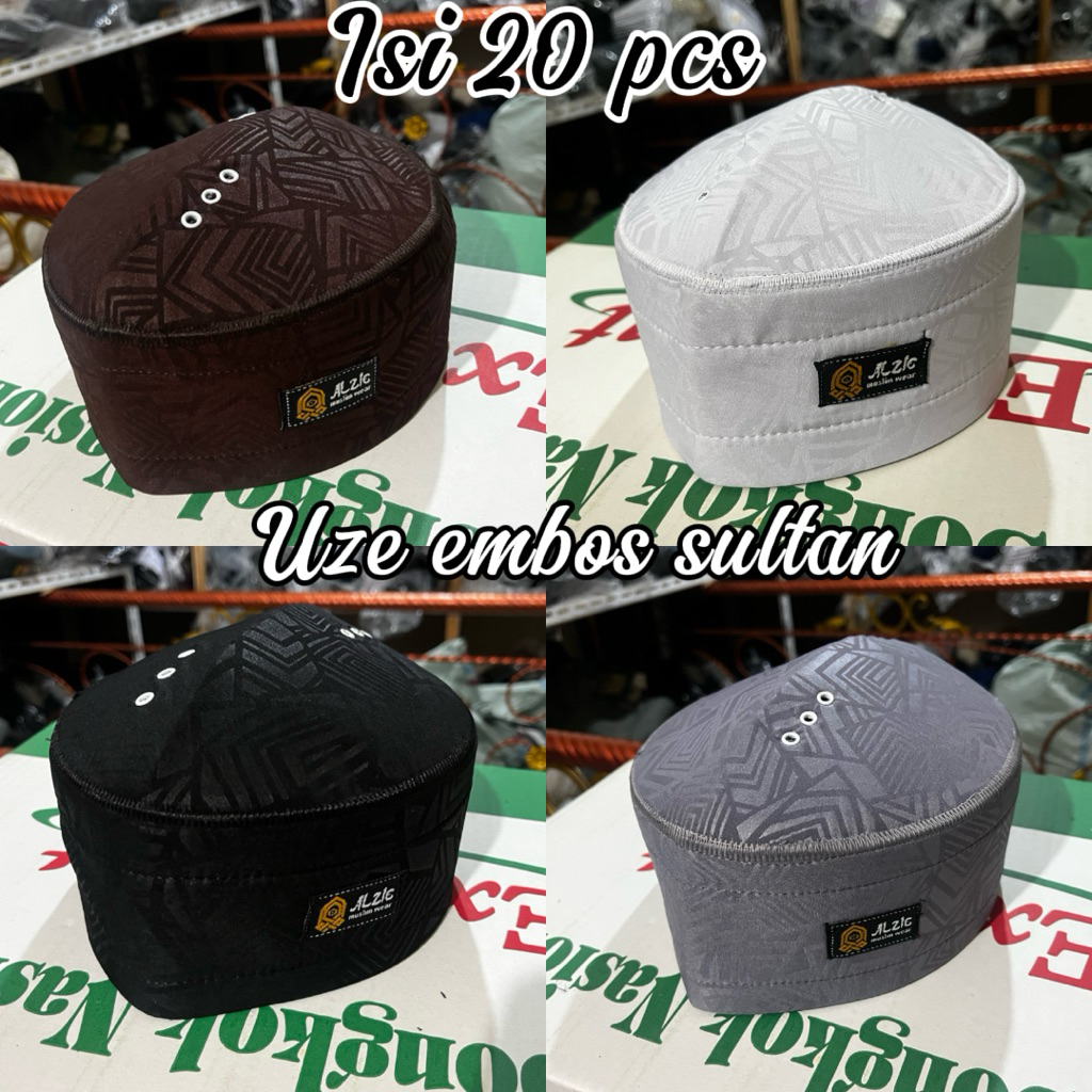 (isi 10pcs/20pcs no 5-9) peci uje embos sultan jigjag/kopyah uje embos sultan jigjag/songkok uje emb