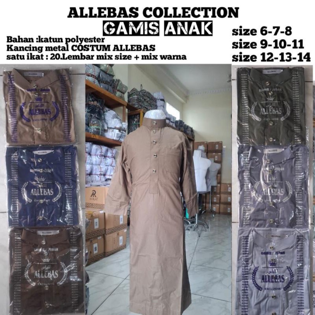 GAMIS ANAK ALLEBAS umur 9-14 tahun