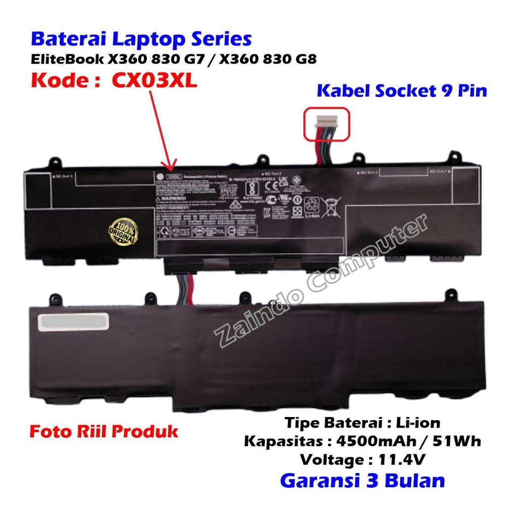 KODE CX03XL LAPTOP HP ELITEBOOK X360 830 G7 ELITEBOOK X360 830 G8 HSTNN-IB9G - ELITEBOOK X360 830 G7