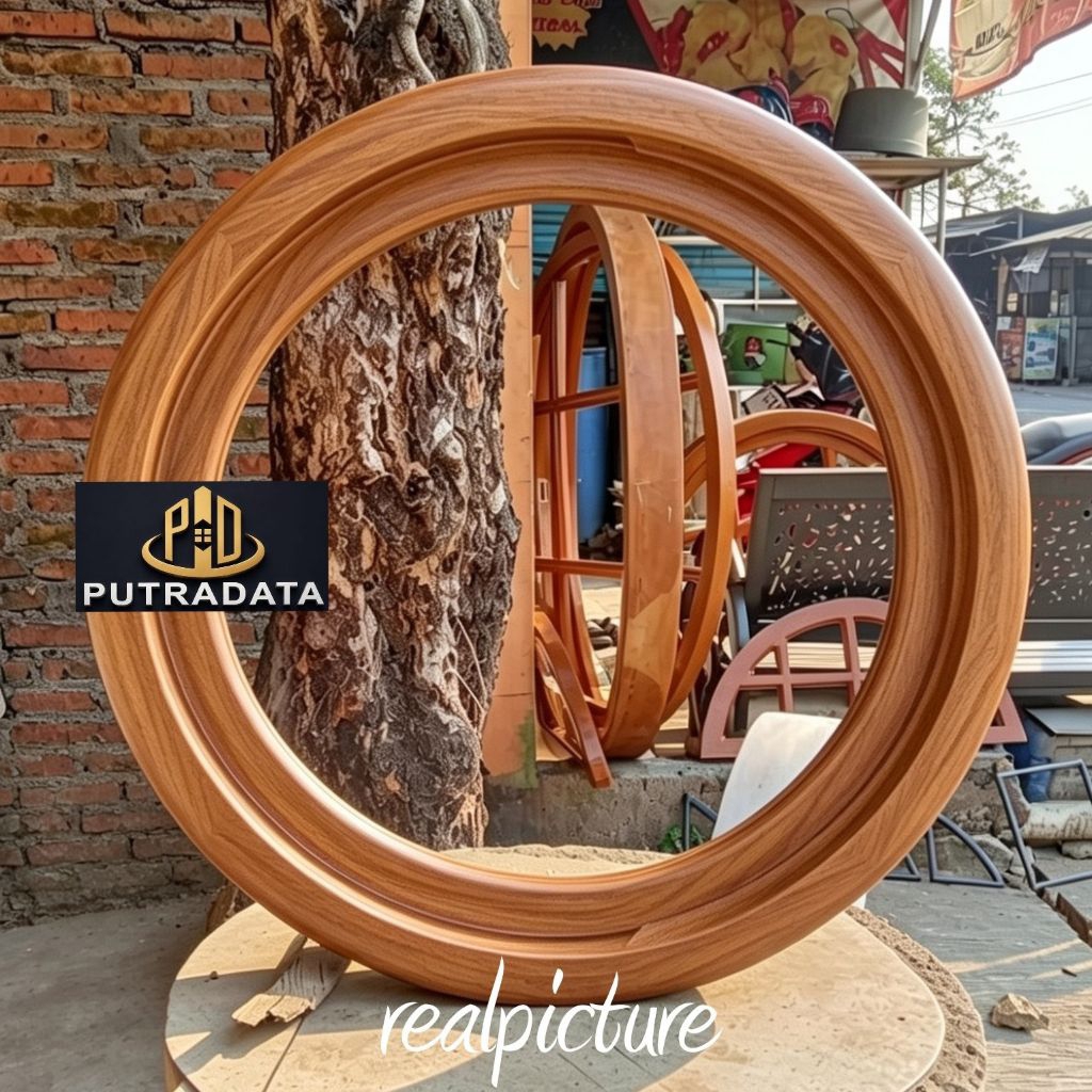 120 Centimeter Kusen Jendela Bulat Putar Classic Material Kayu Jati