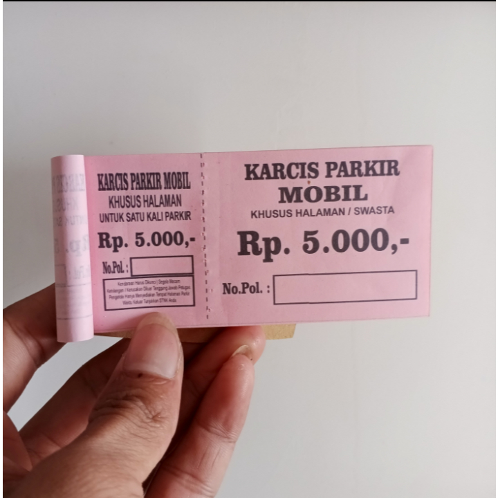 (PROMO) Karcis Parkir Mobil 5000 Berbagai Variasi Kertas Hvs Isi 100 Lembar