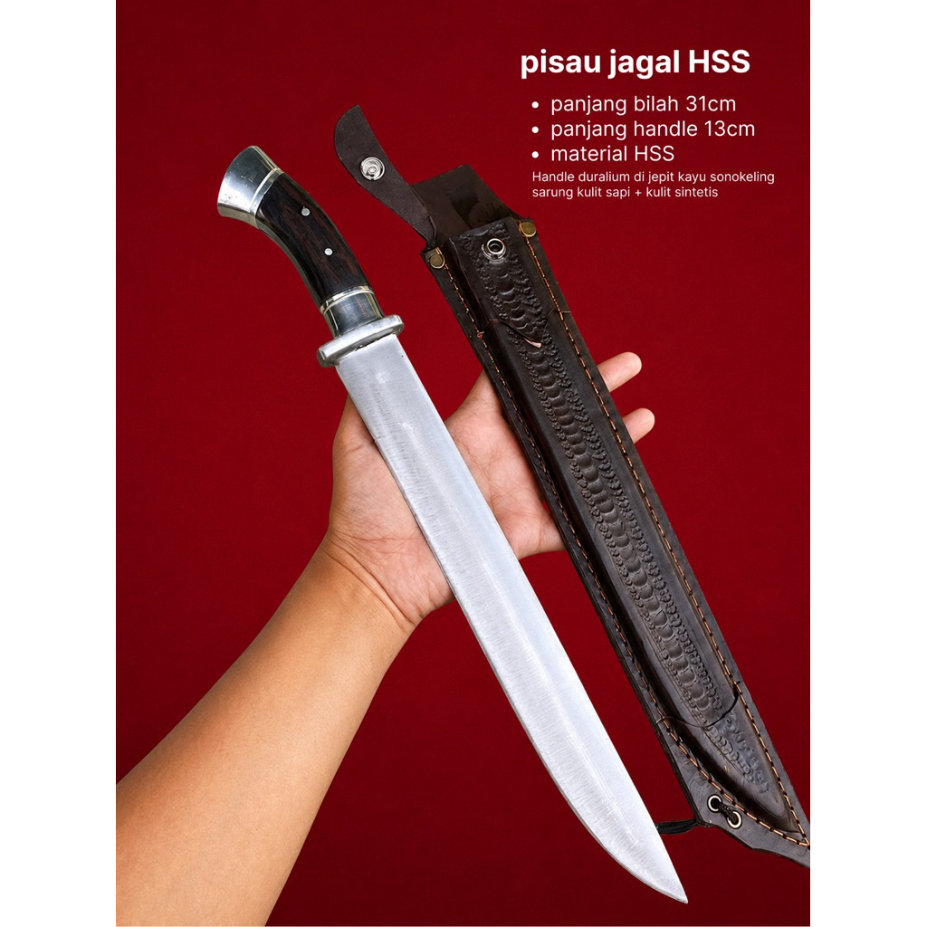 PISAU SEMBELIH JAGAL HSS 30CM SARUNG KULIT