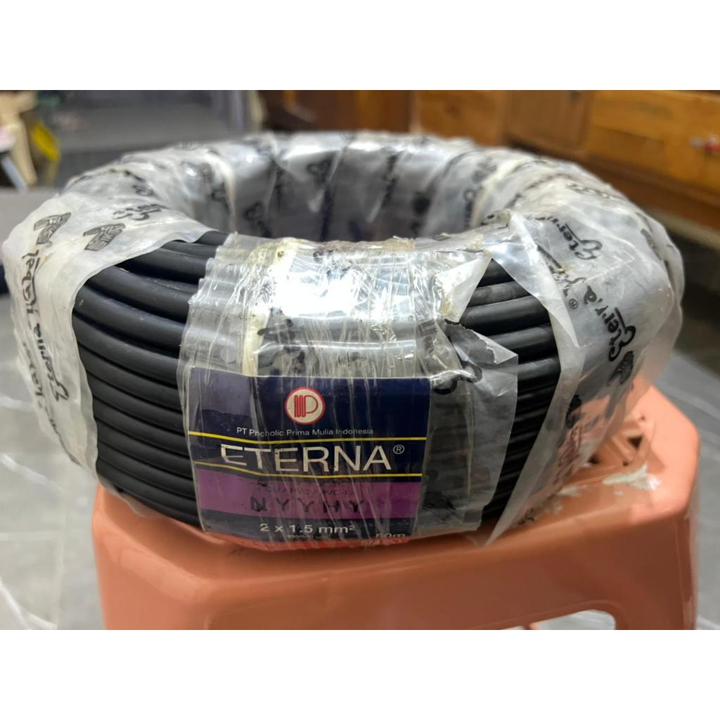 Kabel Listrik Eterna NYYHY 2X1,5mm Hitam Serabut Tembaga
