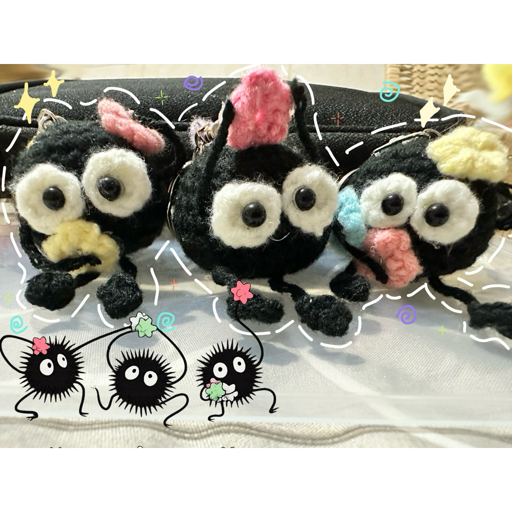 Susuwatari Spirited Away Ghibli Crochet Keychain || Ghibli Spirited Away Gantungan Kunci Rajutan