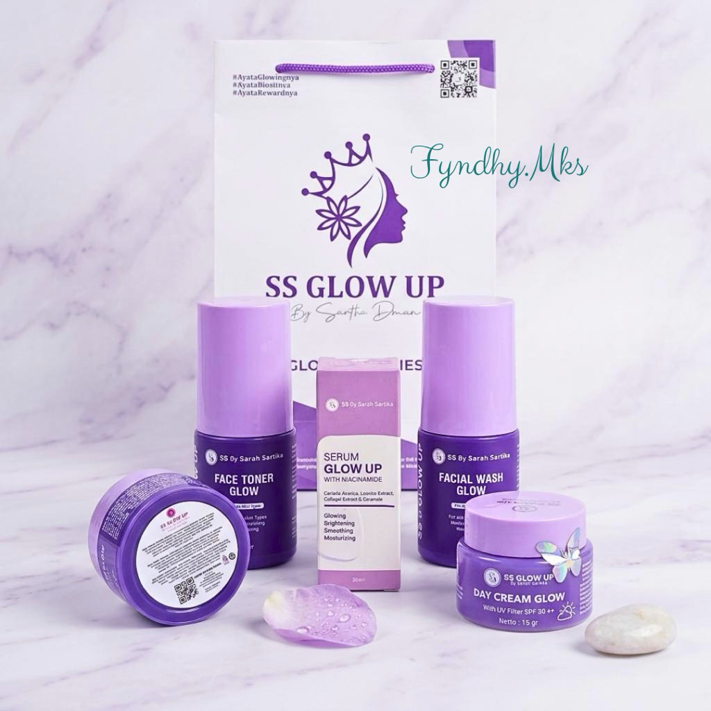 SS By Sarah Sartika Paket Skincare Glow Up 5 Item Mencerahkan Wajah Flek Hitam Bekas Jerawat BPOM Ha